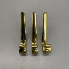 set of 3 Auböck Style brass Wardrobe Hook Coat Rack Elements, Austria 1950s