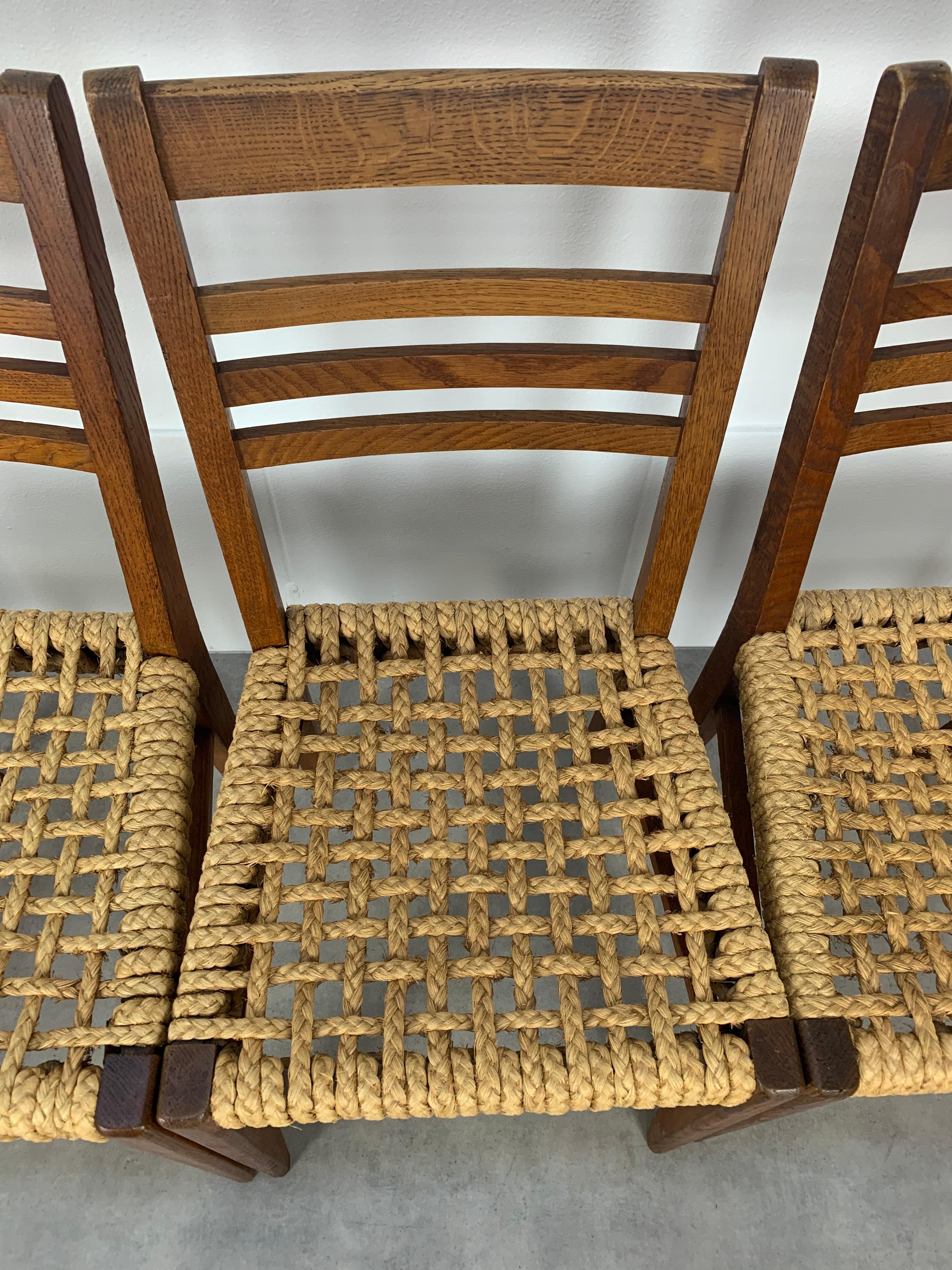 Ensemble de 4 chaises en corde Audoux Minet pour Vibo Vesoul  en vente 5
