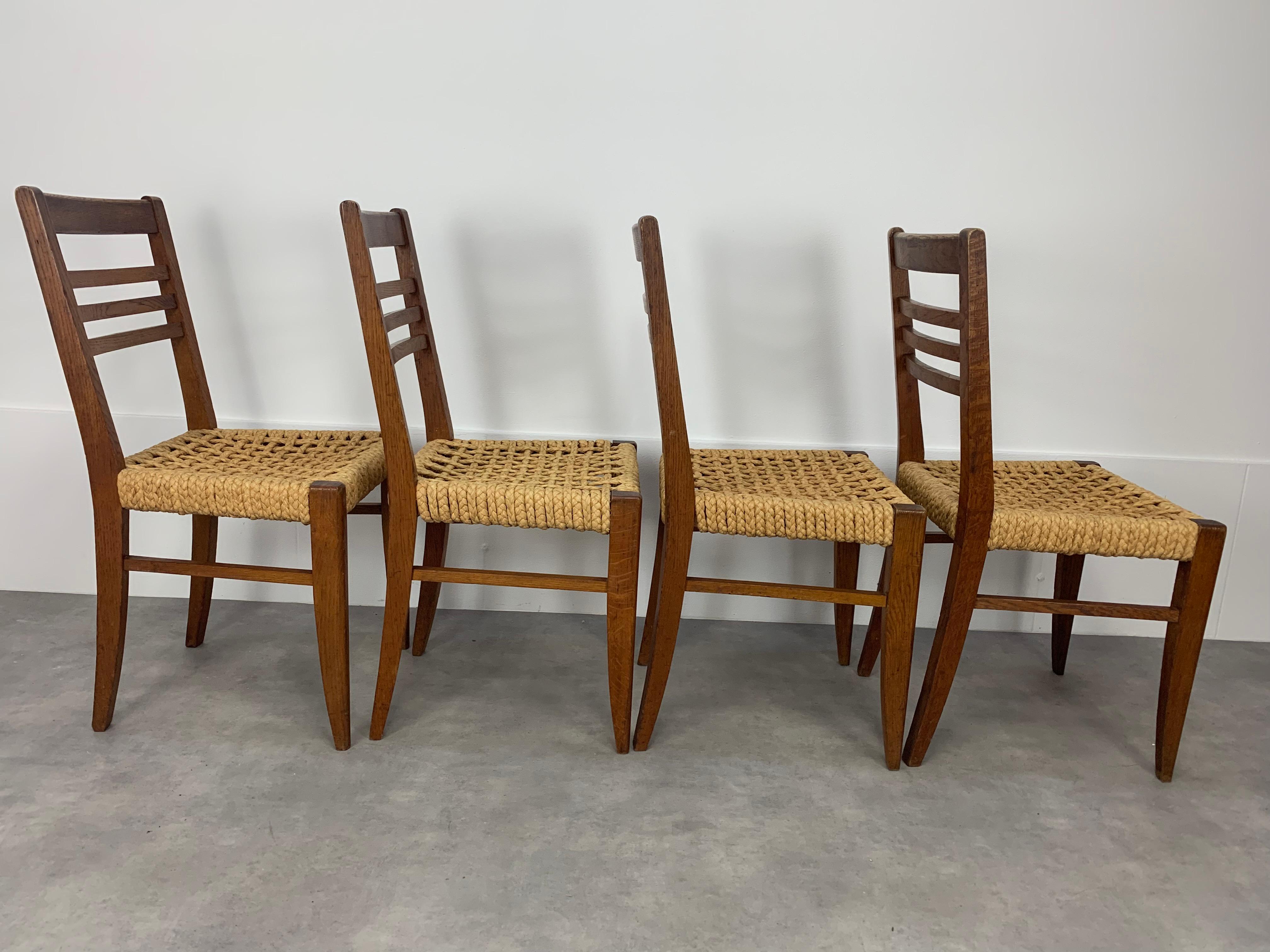 Set of 4 Audoux Minet rope chairs for Vibo Vesoul  For Sale 2