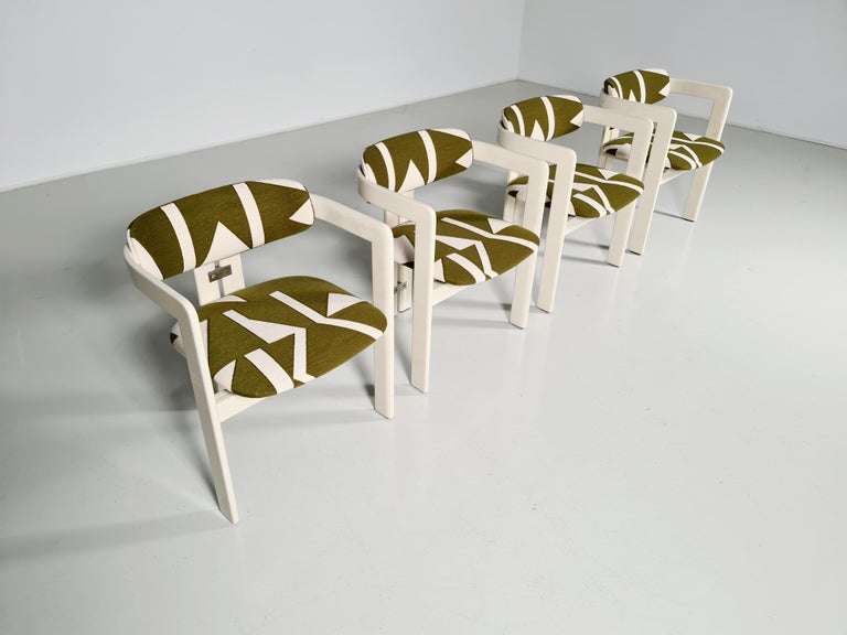 Mid-Century Modern Set of 4 Augusto Savini 'Pamplona' Dining Chairs for Pozzi, 1970s For Sale
