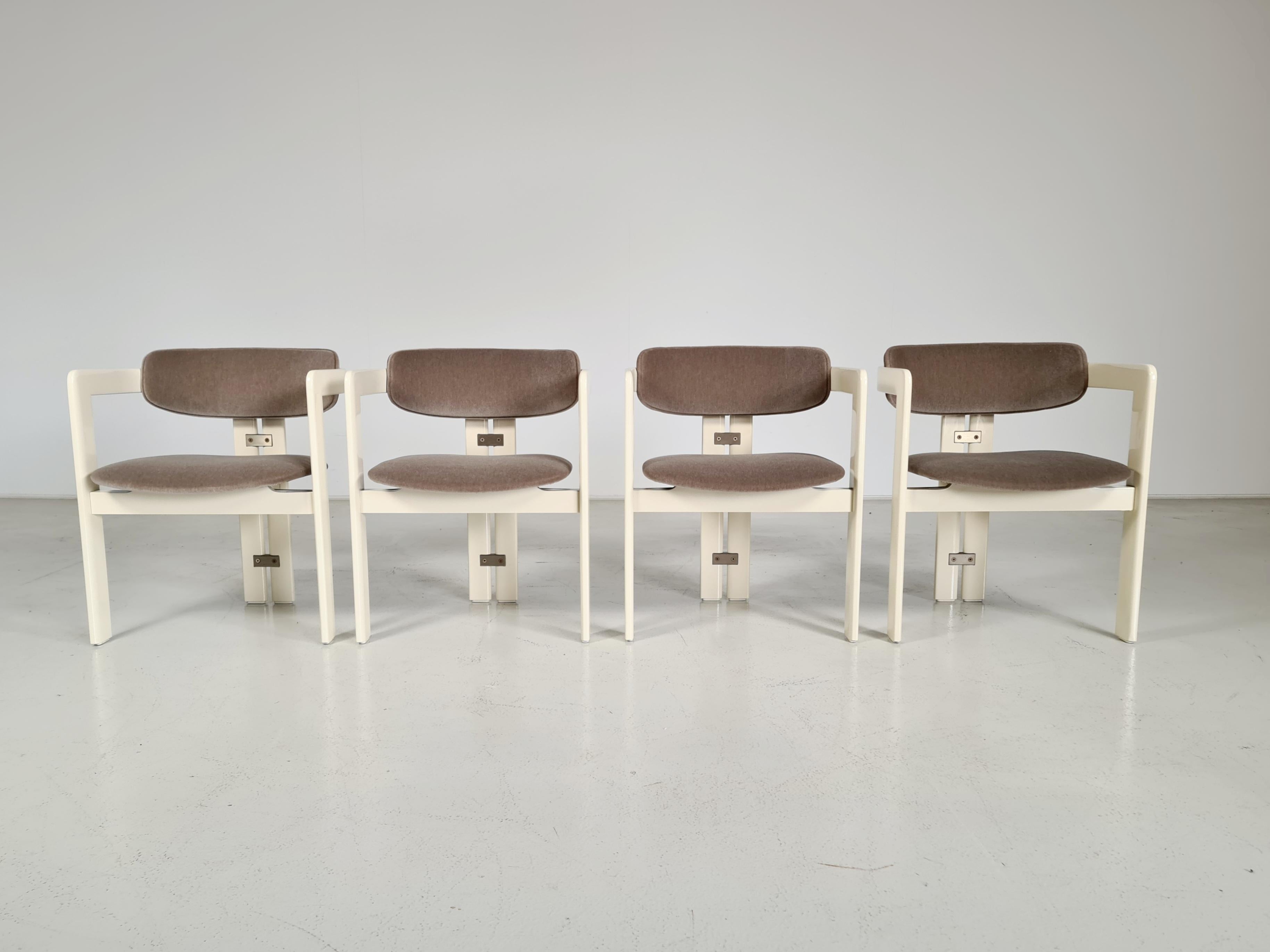 Mid-Century Modern Set of 4 Augusto Savini 'Pamplona' Dining Chairs for Pozzi, 1970s