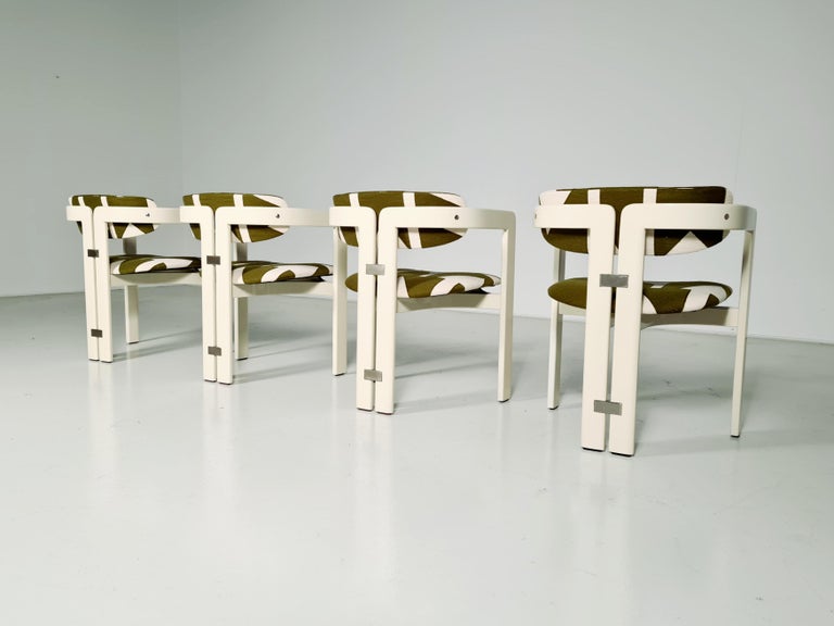 European Set of 4 Augusto Savini 'Pamplona' Dining Chairs for Pozzi, 1970s For Sale