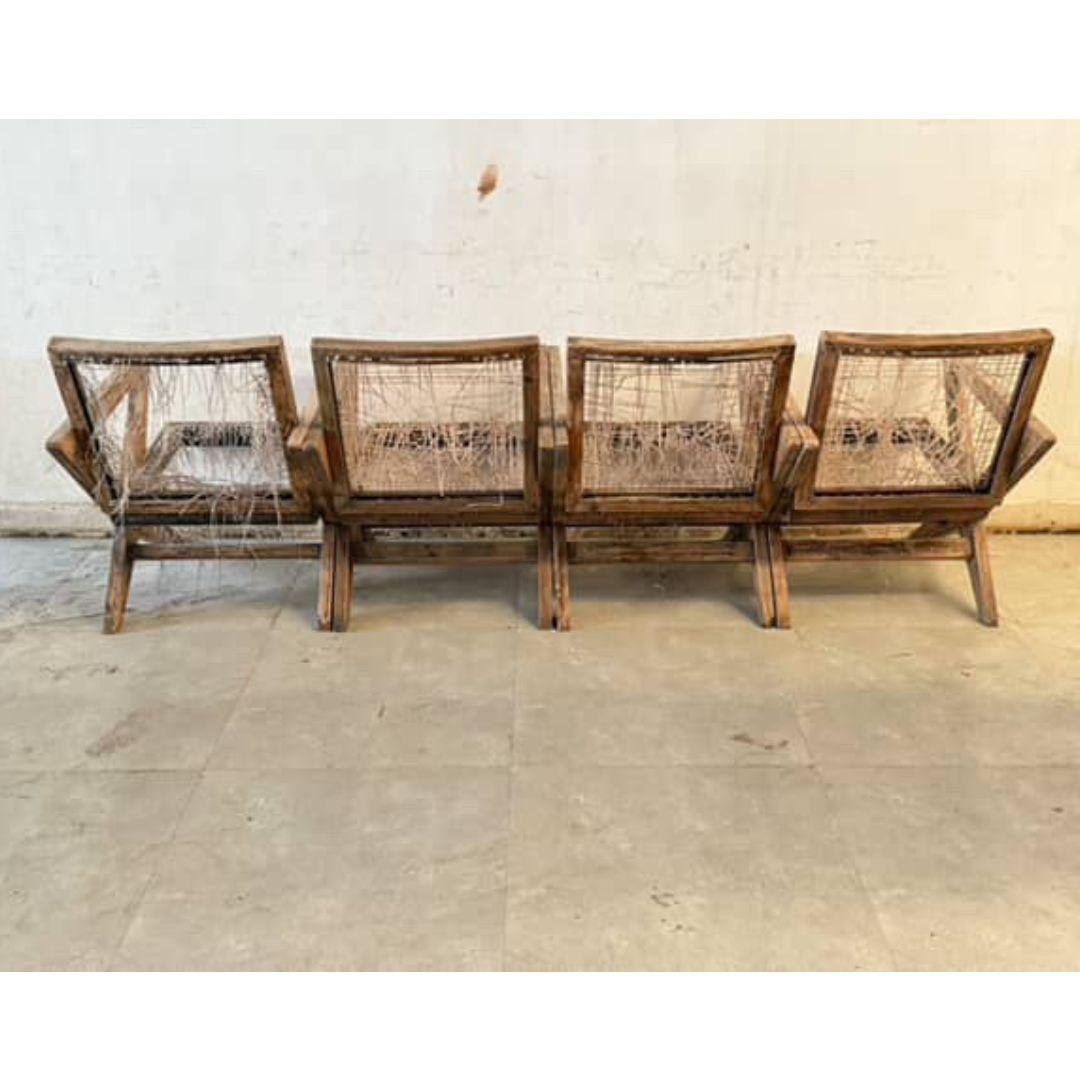 Satz von 4 Authentic Pierre Jeanneret X-Leg Lounge Chairs, Model No. PJ-SI-45-A (1956) im Angebot 6