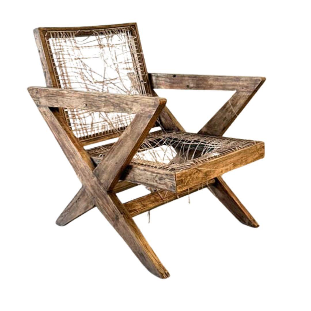 Satz von 4 Authentic Pierre Jeanneret X-Leg Lounge Chairs, Model No. PJ-SI-45-A (1956) (Moderne der Mitte des Jahrhunderts) im Angebot