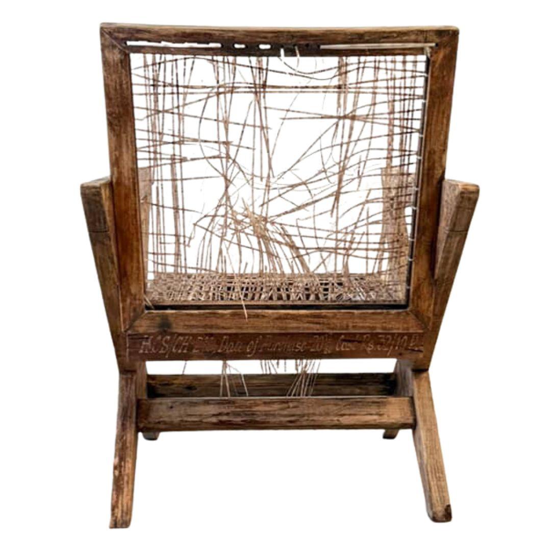 Satz von 4 Authentic Pierre Jeanneret X-Leg Lounge Chairs, Model No. PJ-SI-45-A (1956) (Indisch) im Angebot