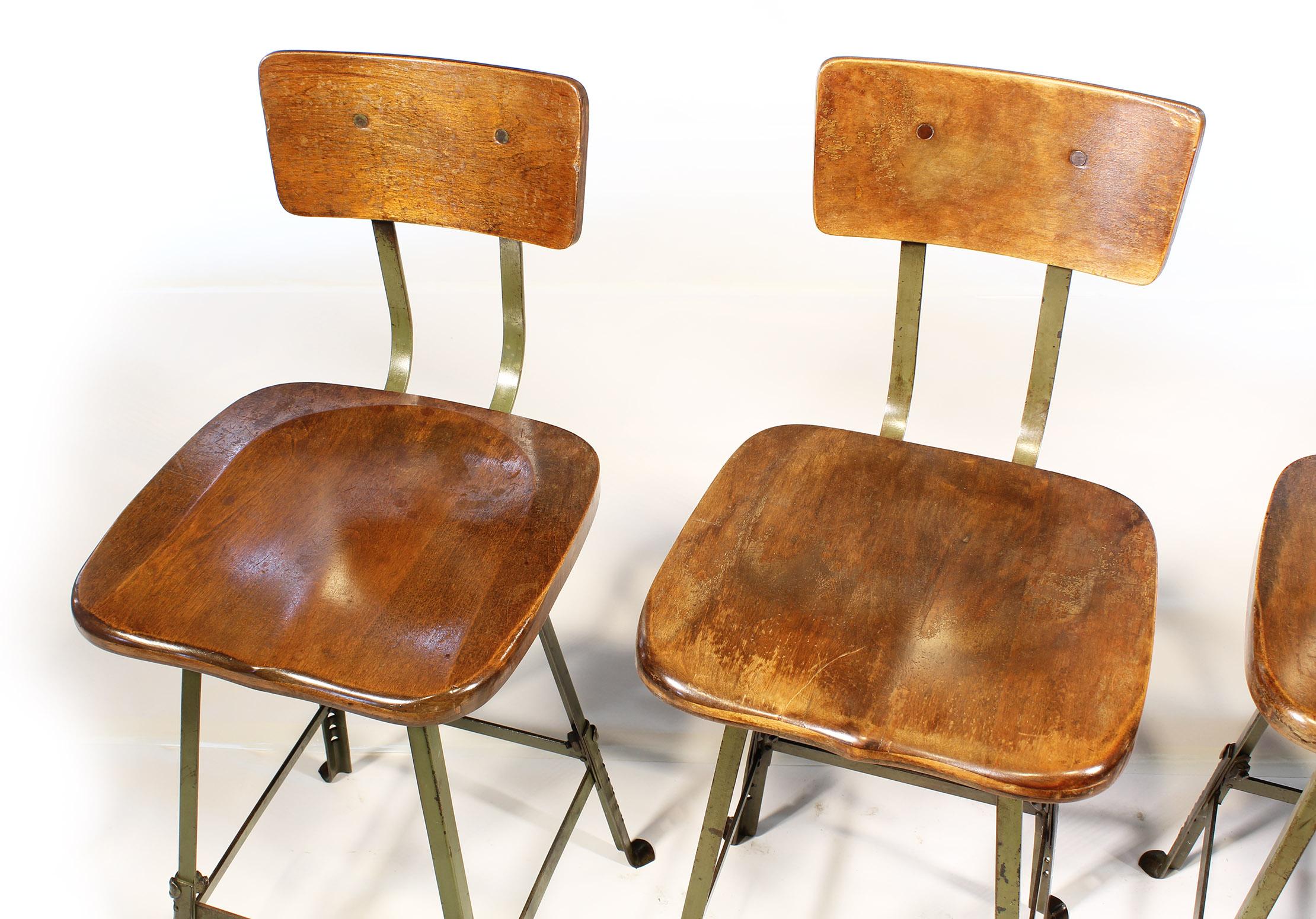 Metal Set of 4 Authentic Vintage Industrial Shop Stools