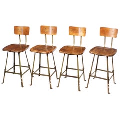 Set of 4 Authentic Used Industrial Shop Stools