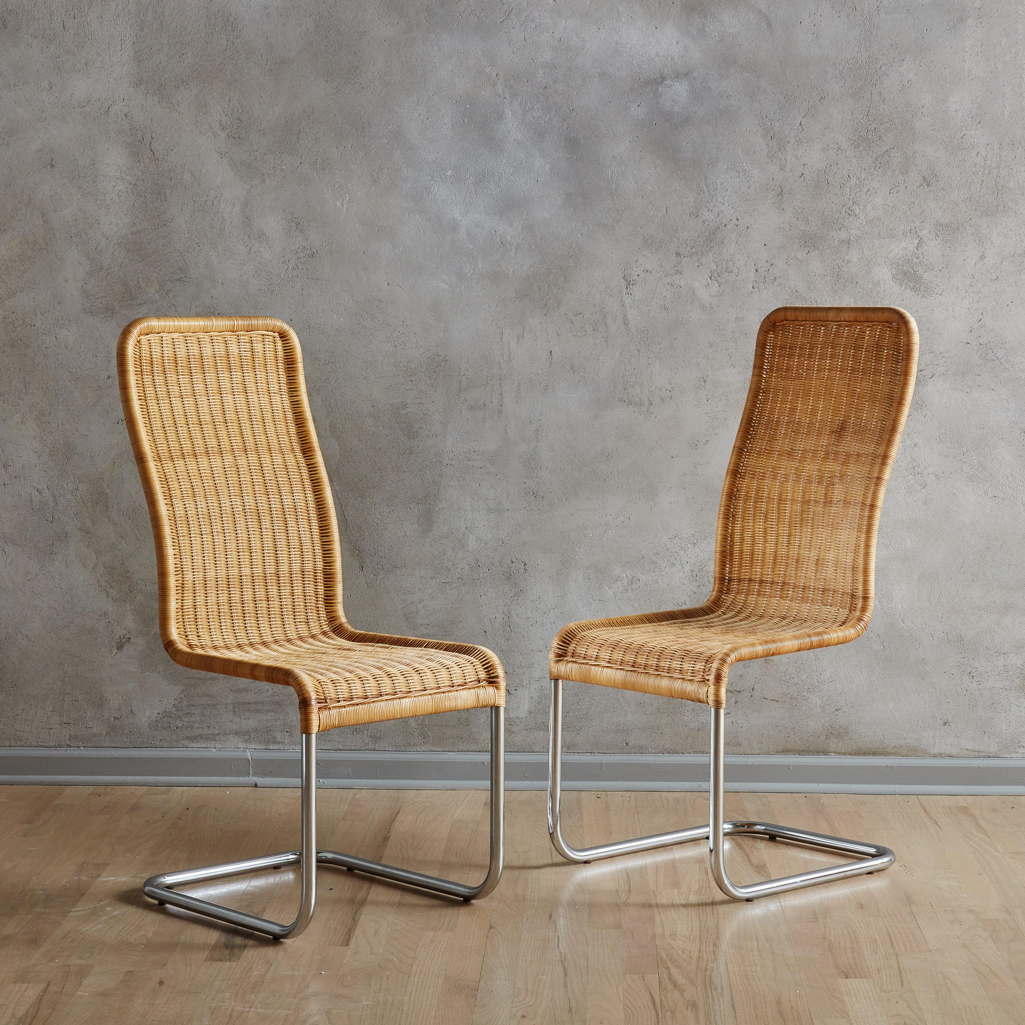 Set di 4 sedie da pranzo a sbalzo di stile Mid-Century Modern 