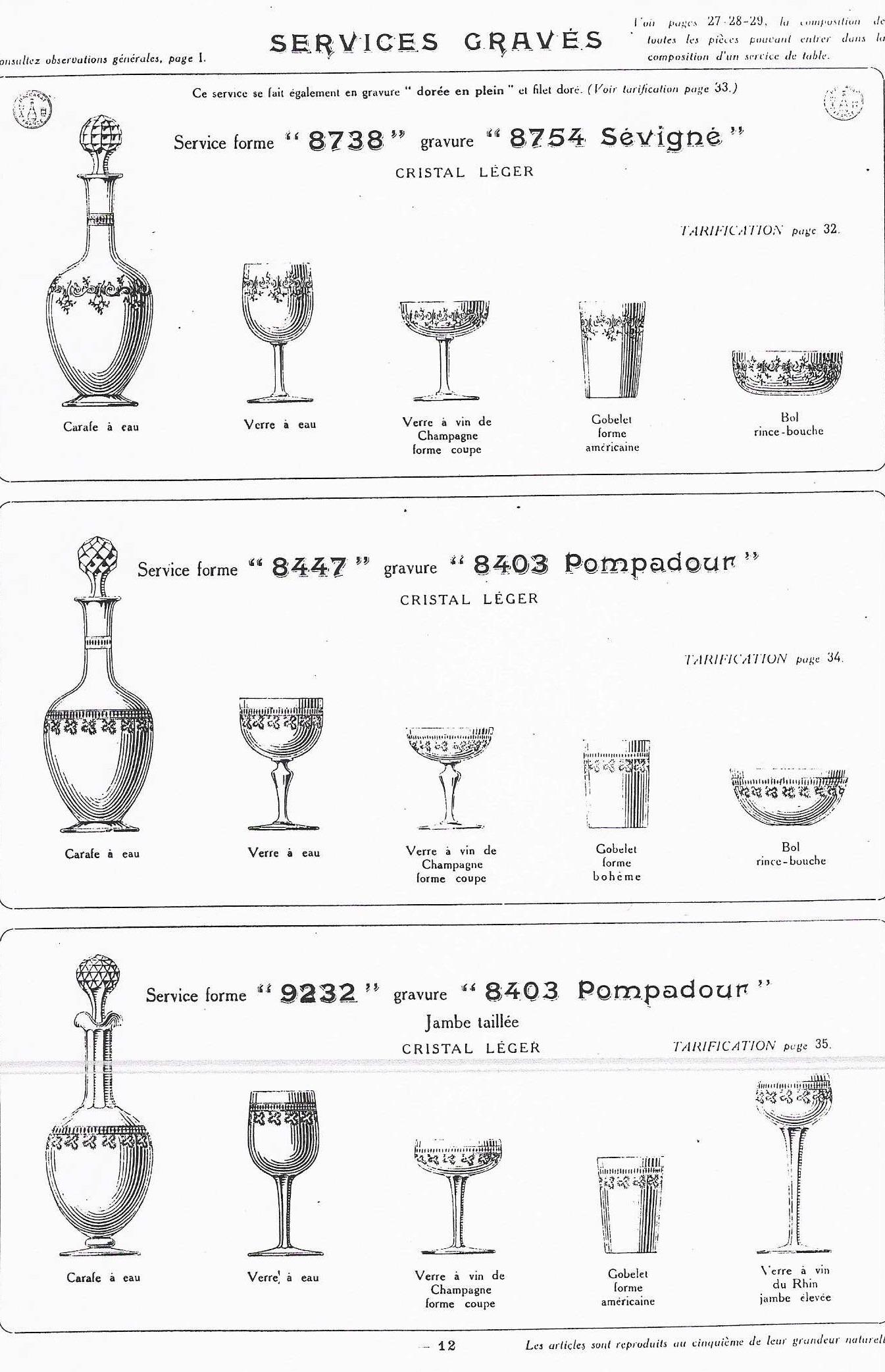 Ensemble de 4 verres en cristal de Baccarat signés - France - Modèle Sévigné style Louis XV en vente 5