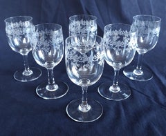 Set of 4 Baccarat crystal glasses signed - France - Sevigne model Louis XV style
