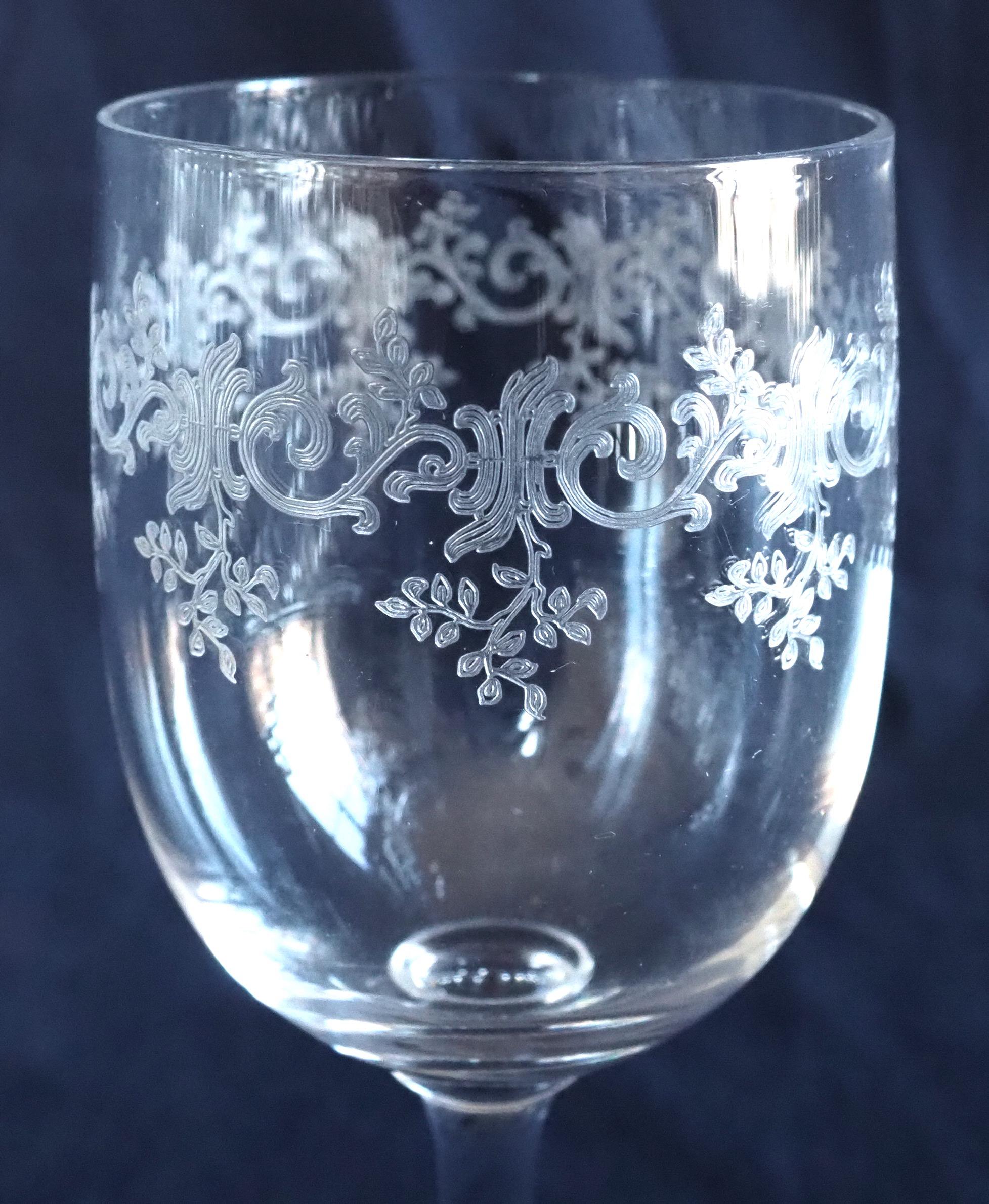 Crystal Set of 4 Baccarat crystal glasses signed - France - Sevigne model Louis XV style For Sale