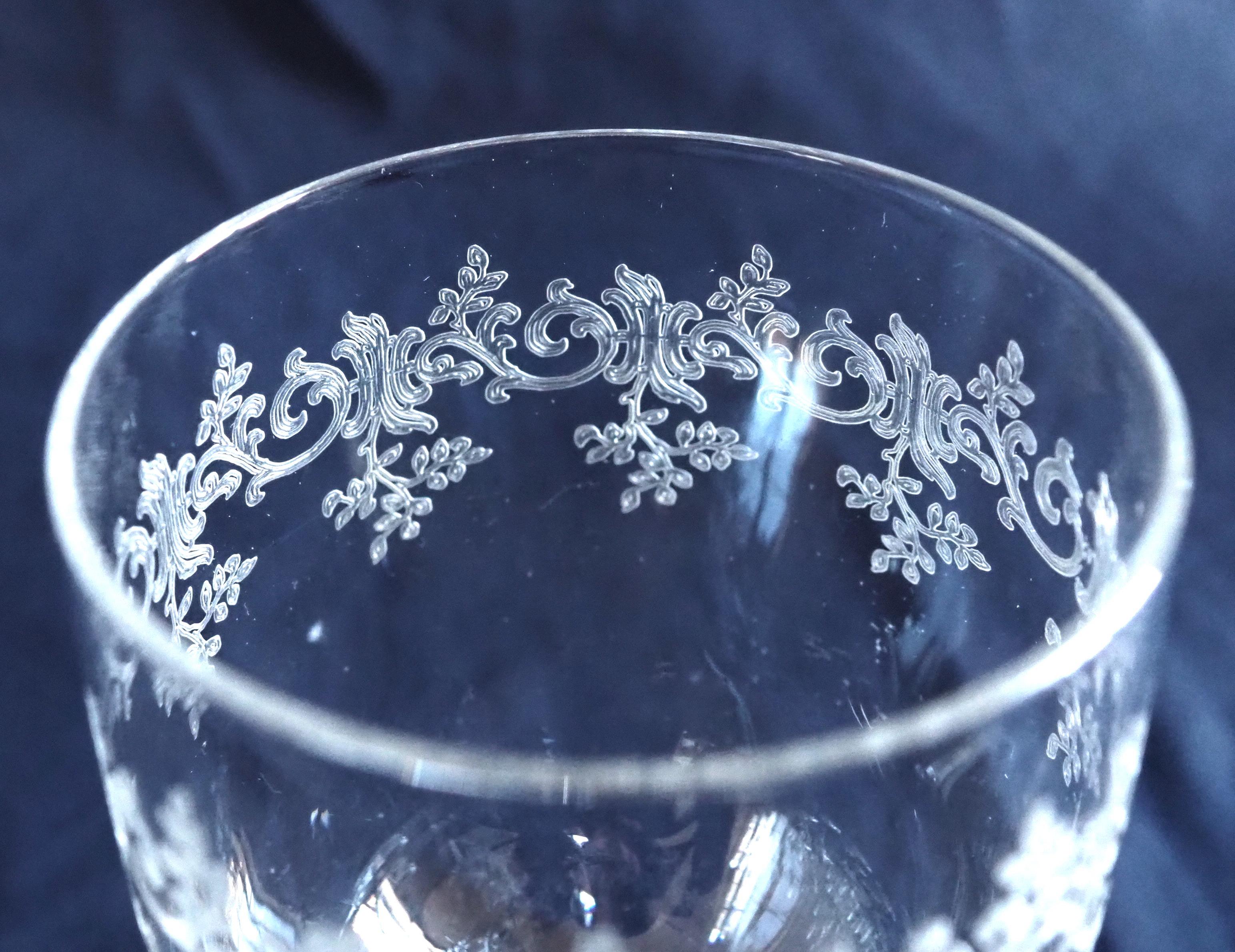 Set of 4 Baccarat crystal glasses signed - France - Sevigne model Louis XV style For Sale 2