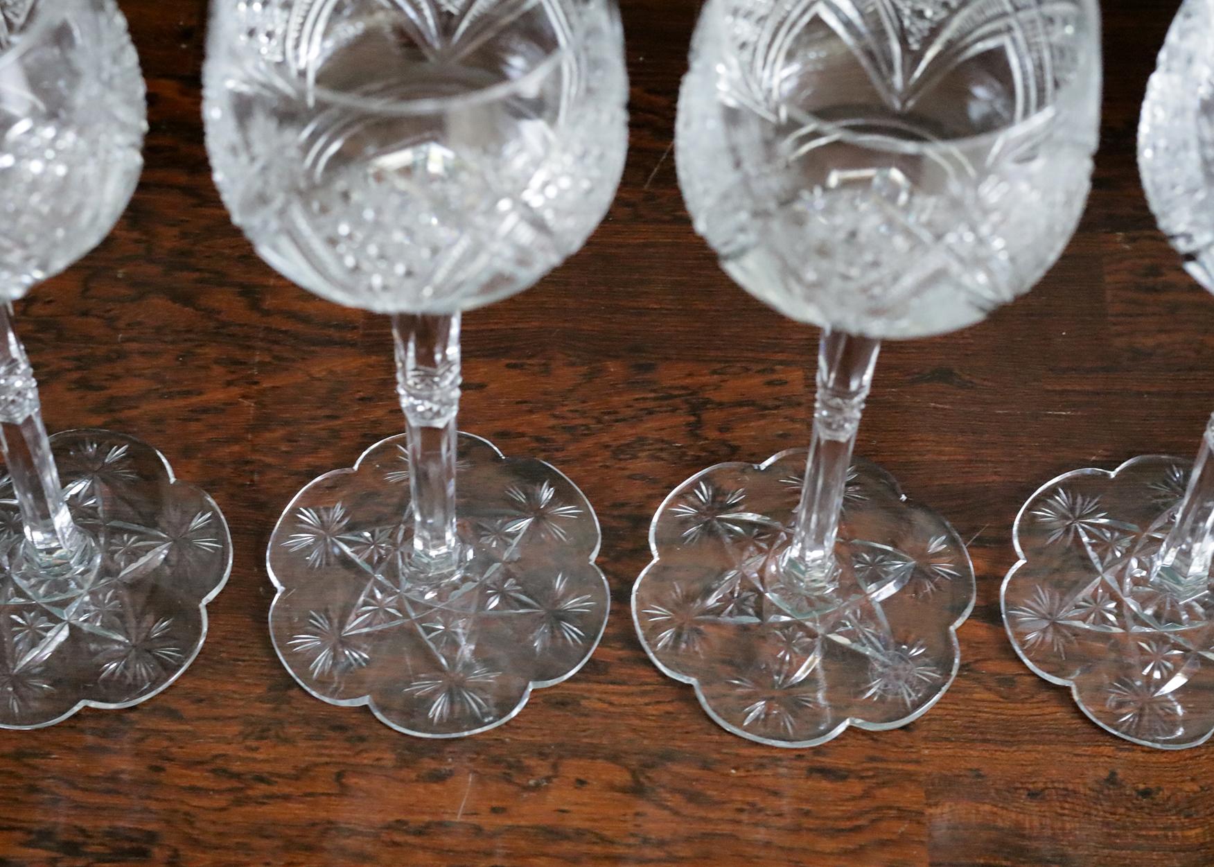Set of 4 Baccarat Elbeuf Wine Glasses For Sale 2