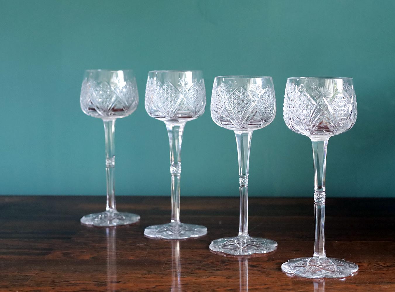 Late 20th Century Set of 4 Baccarat Elbeuf Wine Glasses For Sale