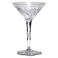 Set von 4 mundgeblasenenen Baccarat- Martinigläsern aus Kristall im Elbeuf-Schliff