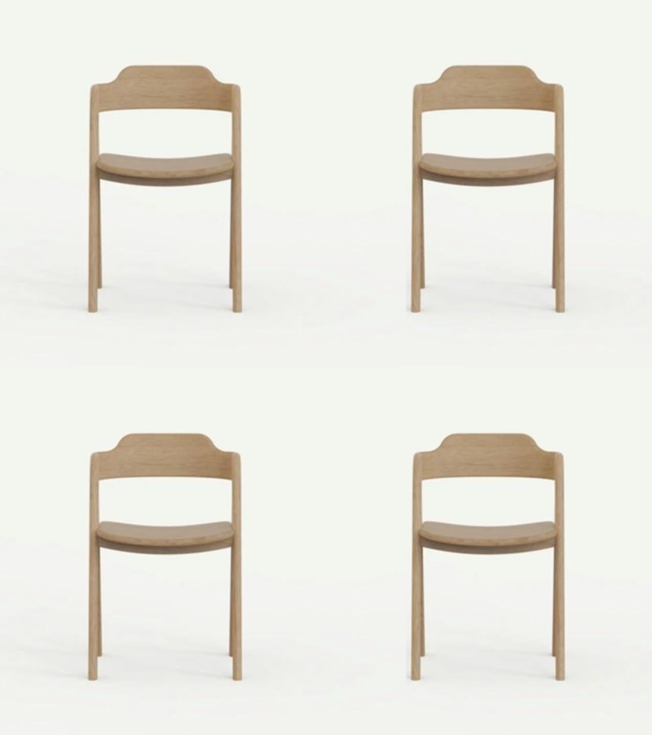Set of 4 balance chairs by Sebastián Angeles
Material: Walnut
Dimensions: W 40 x D 40 x 100 cm
Also Available: Other colors available.

The love of processes, the properties of materials, details and concepts make Dorica Taller a study not only