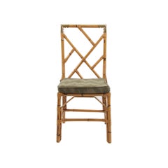 Set of 4 Bamboo and Brass Dining Chairs