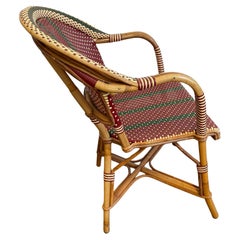 Set of 4 Bamboo Chairs by Maison Louis Drucker in Ruby Red, Bottle Green, White