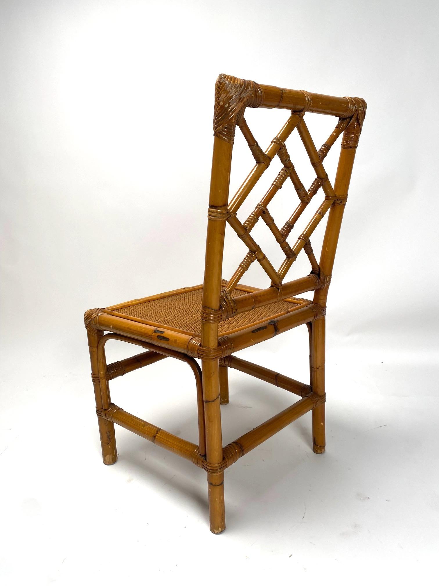Italian Set of 4 Bamboo chairs by Vivai del Sud, Italy, 1970s For Sale