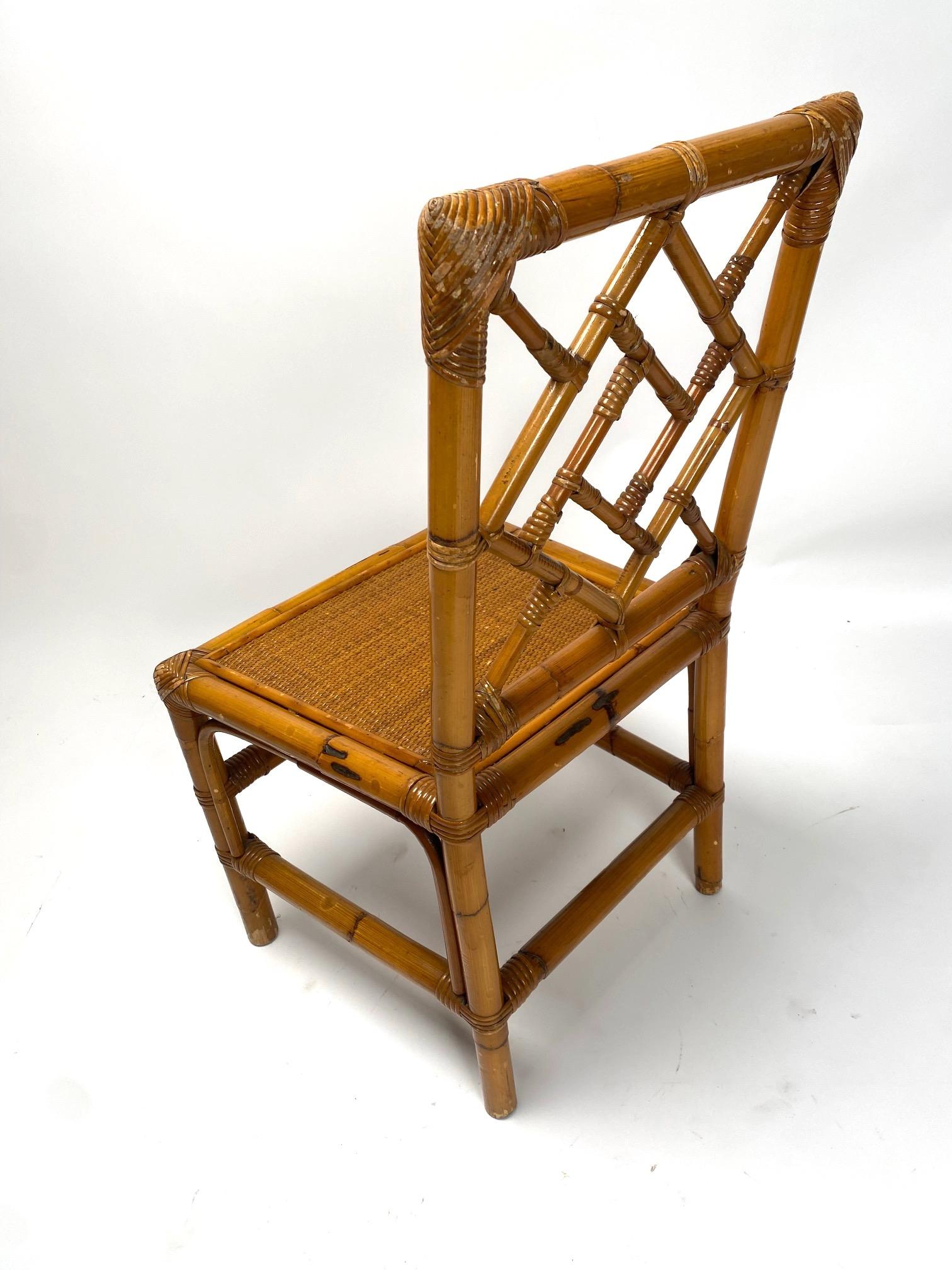 Set of 4 Bamboo chairs by Vivai del Sud, Italy, 1970s In Good Condition For Sale In Argelato, BO