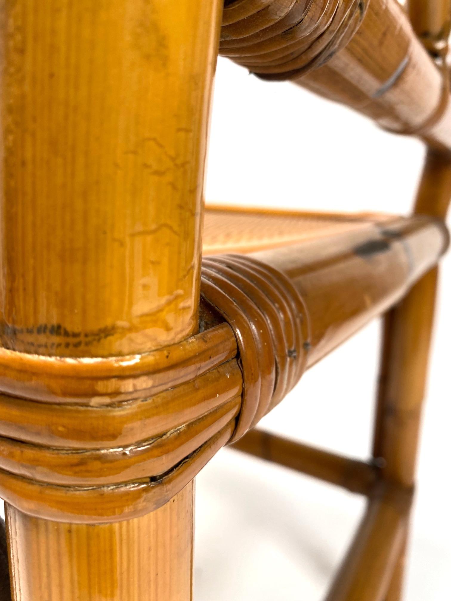 Fin du 20e siècle Ensemble de 4 chaises en bambou de Vivai del Sud, Italie, 1970 en vente