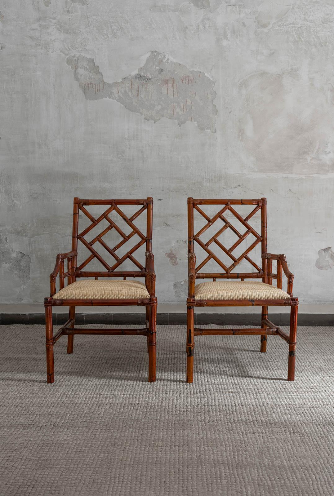 Fine XX secolo Set di 4 sedie in bambù, Serie Pagoda di Vivai del Sud, Designer Colin Morrow in vendita