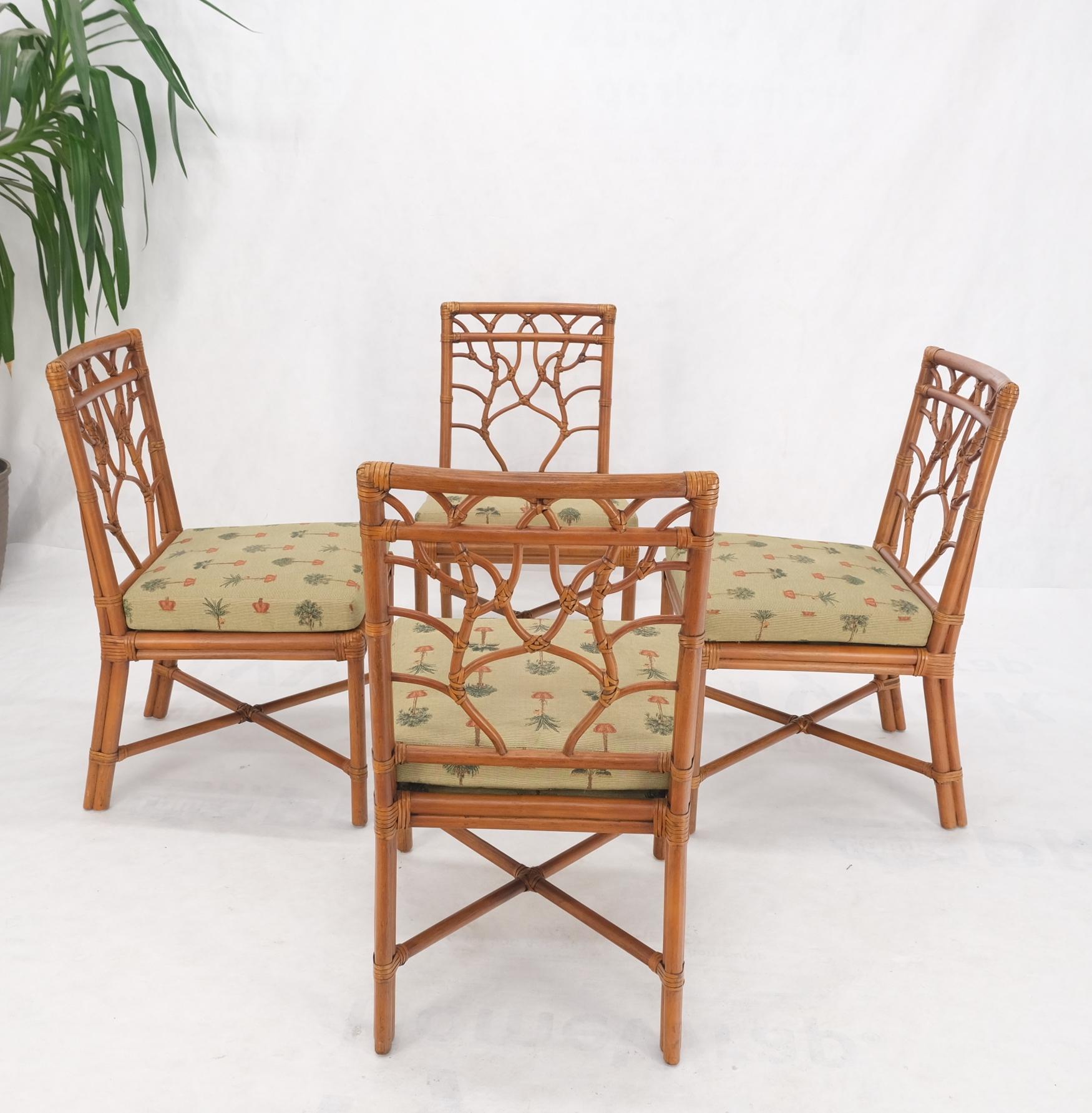 Mid-Century Modern Ensemble de 4 chaises de salle à manger en bambou The Modernity MINT ! en vente