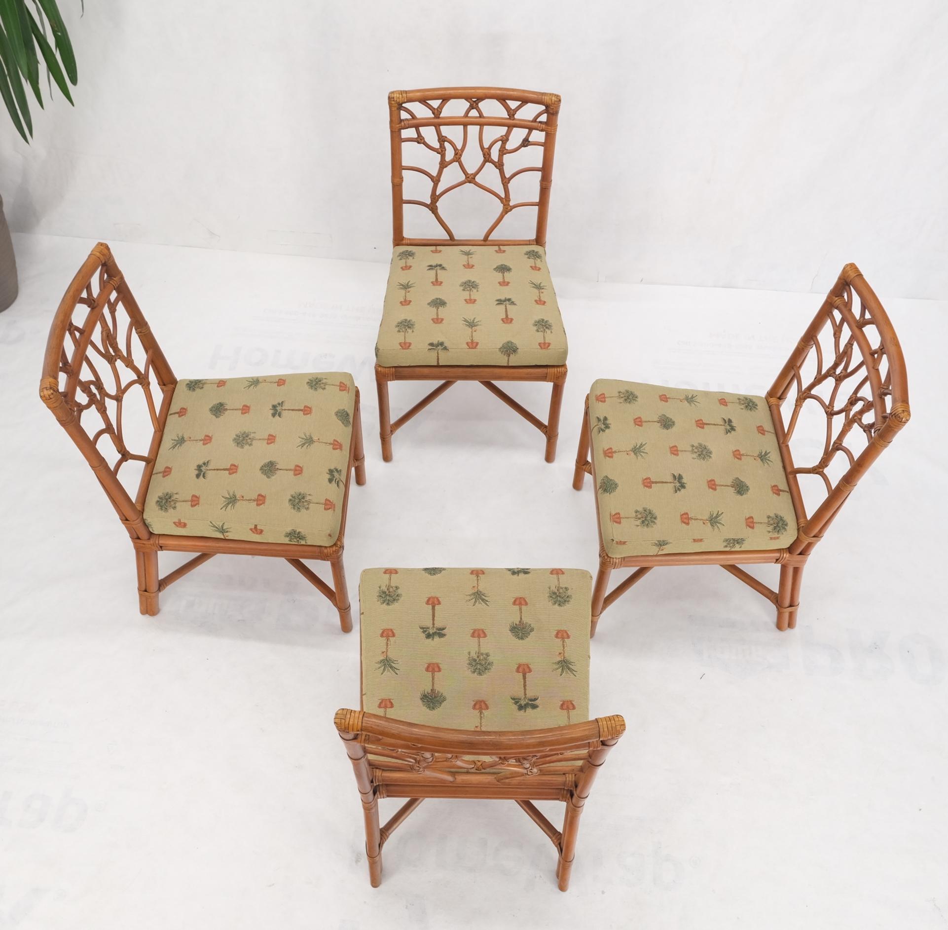 Lacquered Set of 4 Bamboo Mid-Century Modern Dining Chairs MINT! For Sale