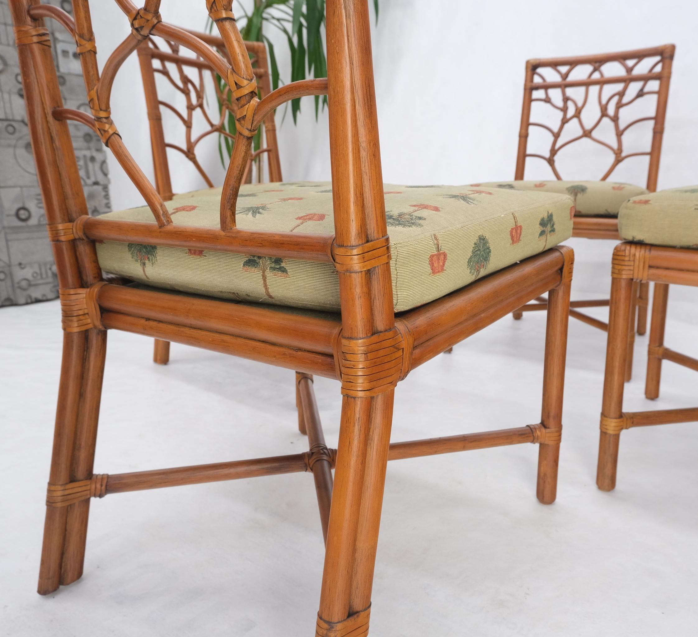 20th Century Set of 4 Bamboo Mid-Century Modern Dining Chairs MINT! For Sale