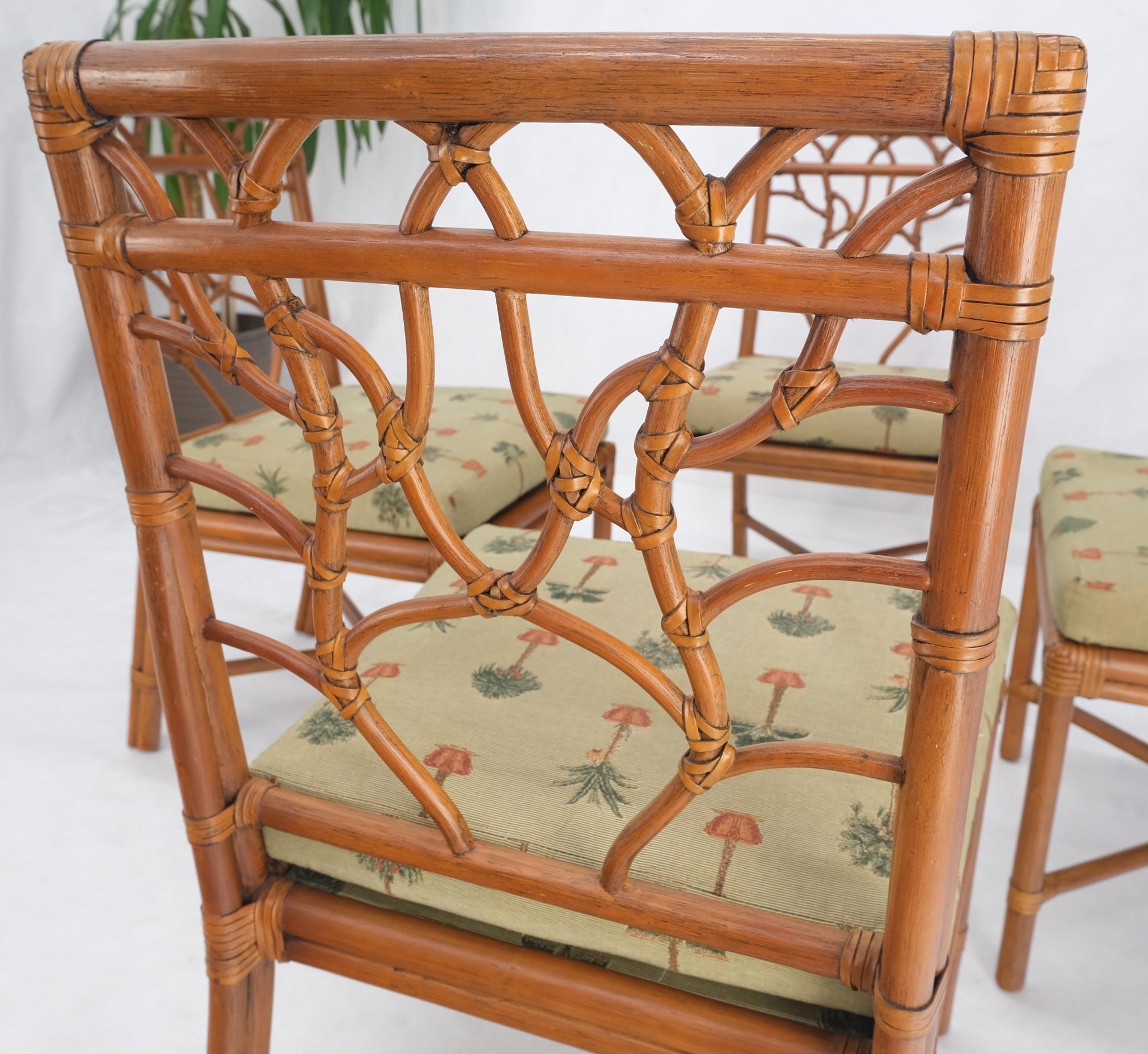 Tissu d'ameublement Ensemble de 4 chaises de salle à manger en bambou The Modernity MINT ! en vente