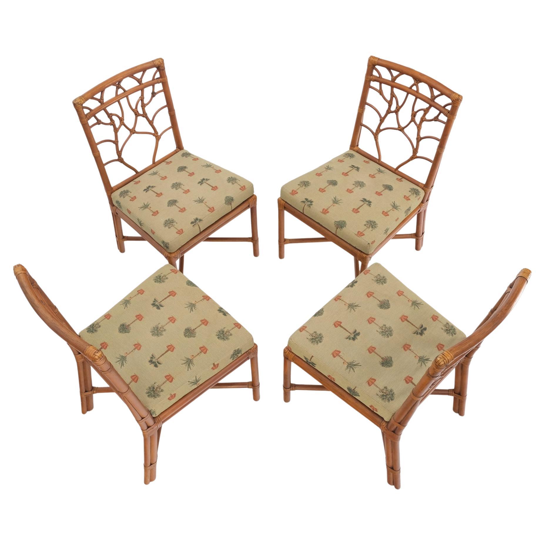Set of 4 Bamboo Mid-Century Modern Dining Chairs MINT!