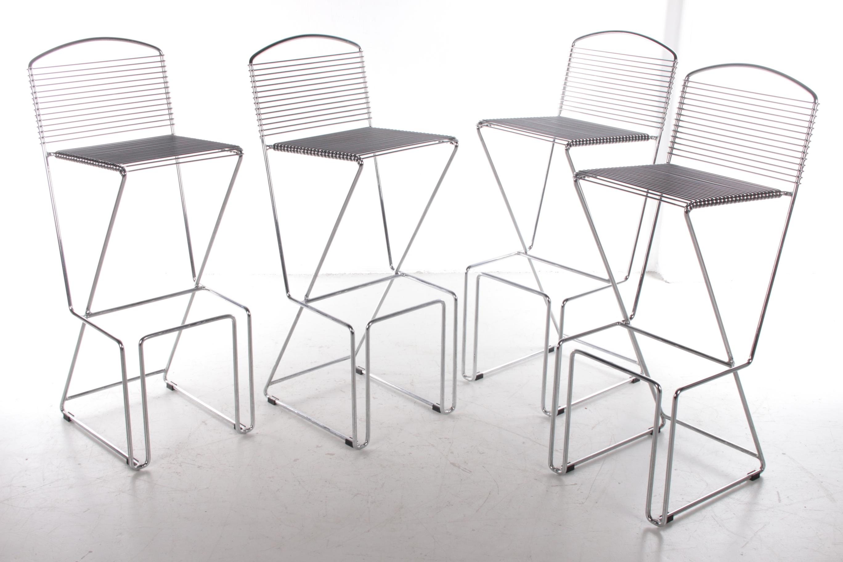 Mid-Century Modern Set of 4 Bar Stools by Till Behrens by Schlubach, 1980