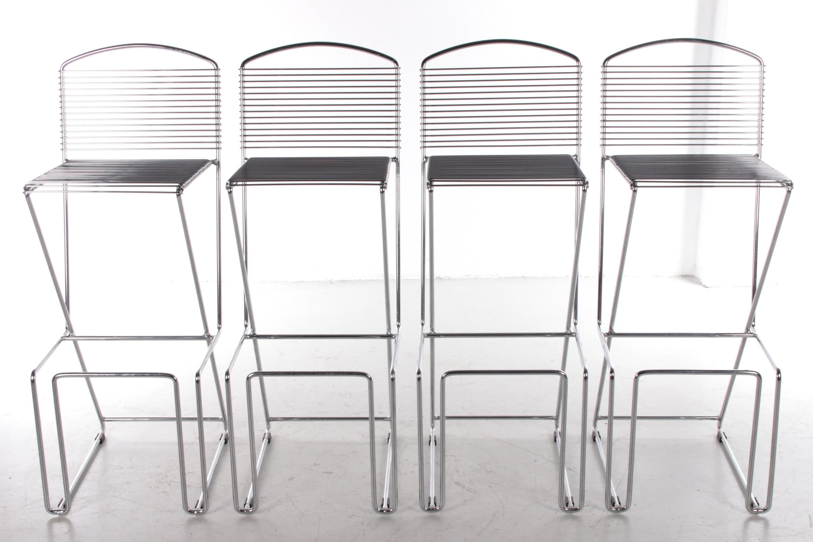 Set of 4 Bar Stools by Till Behrens by Schlubach, 1980 In Good Condition In Oostrum-Venray, NL