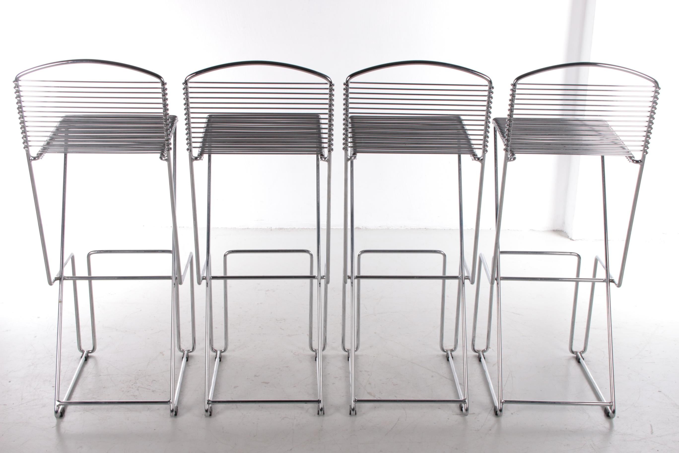 Steel Set of 4 Bar Stools by Till Behrens by Schlubach, 1980