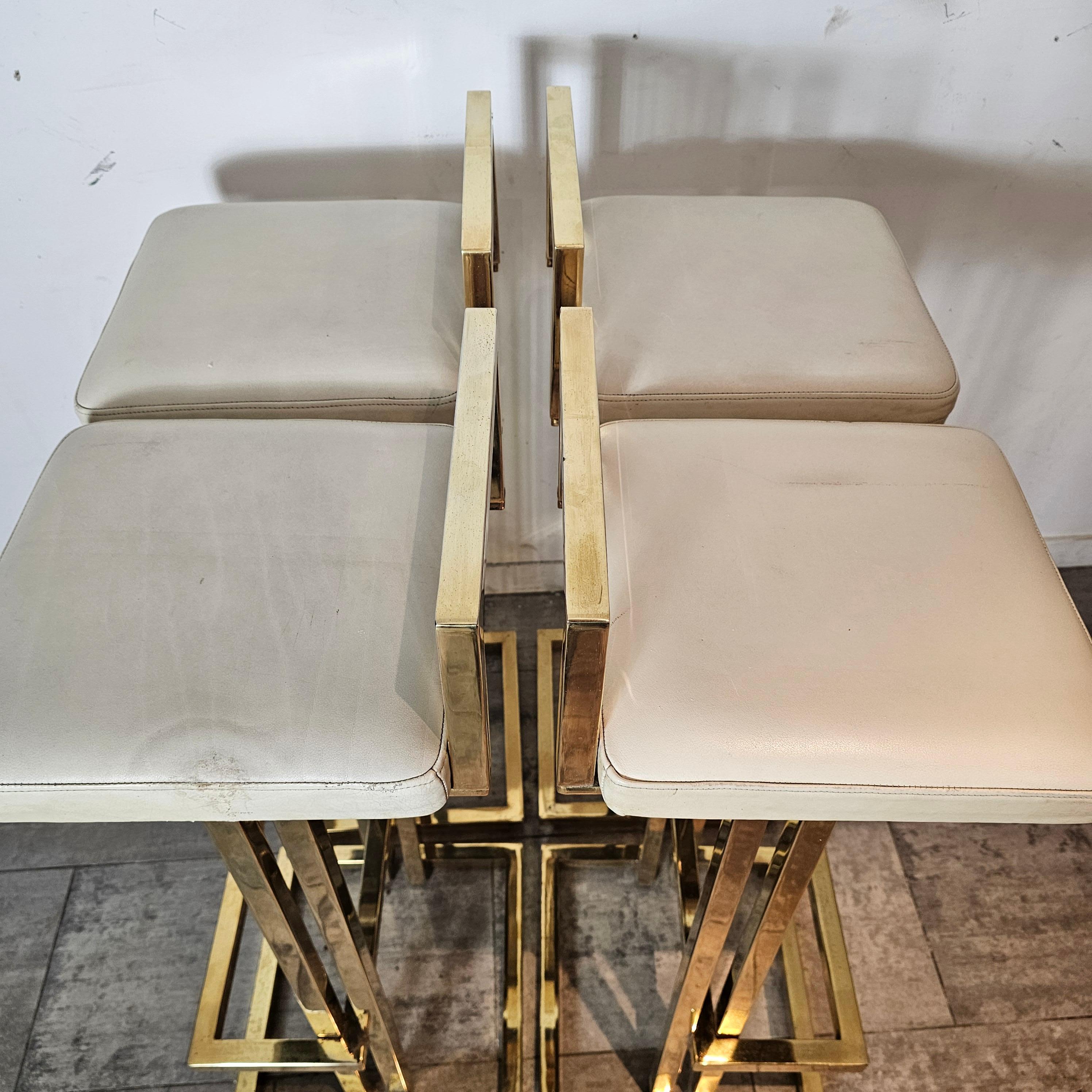 French Set of 4 Bar Stools in the Style of 