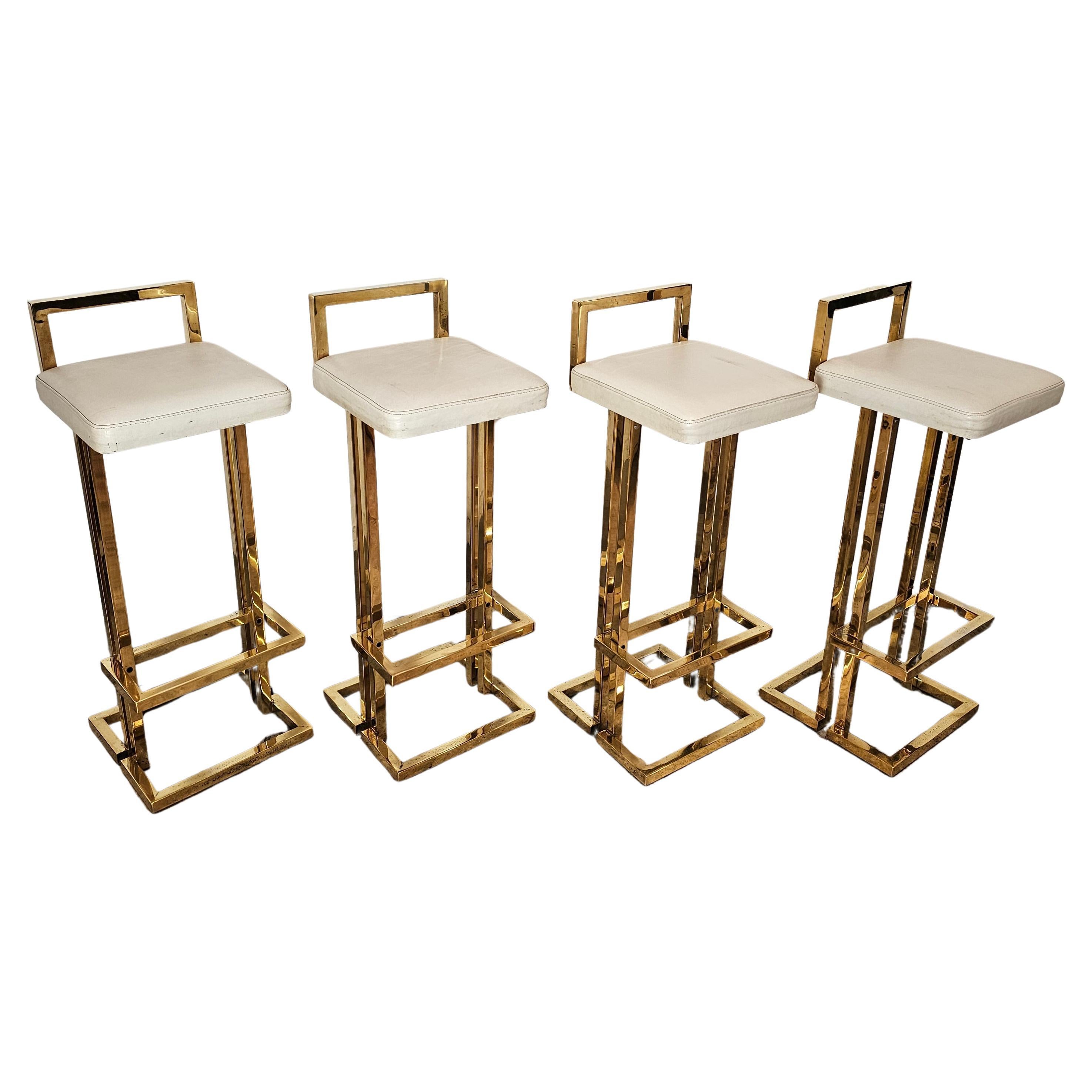 Set of 4 Bar Stools in the Style of "Maison Jansen"