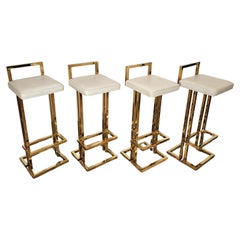 Retro Set of 4 Bar Stools in the Style of "Maison Jansen"