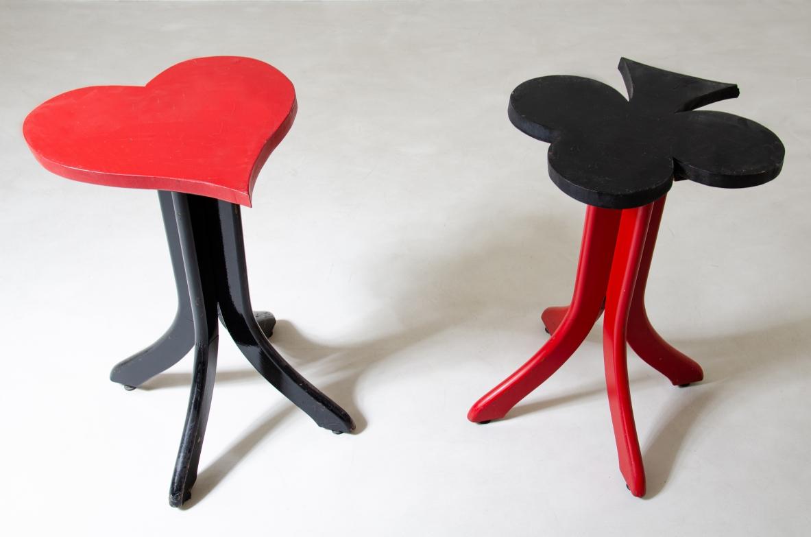 Italian Set of 4 bar stools in two colors lacquered wood For Sale
