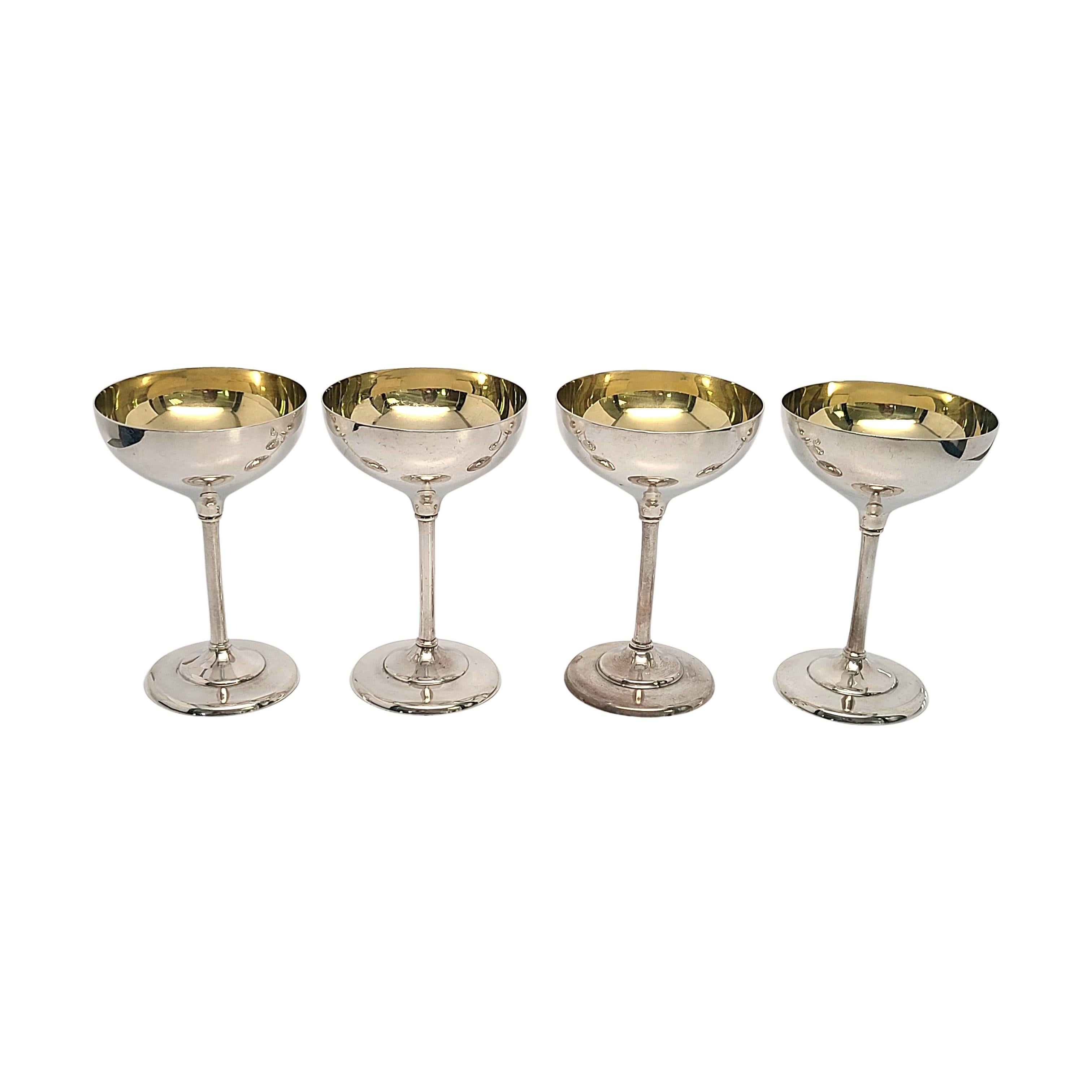Set von 4 Barbour Silver Co Champagner-/Cocktail-/Cocktailkelchenkelchen mit Gravur im Zustand „Gut“ im Angebot in Washington Depot, CT