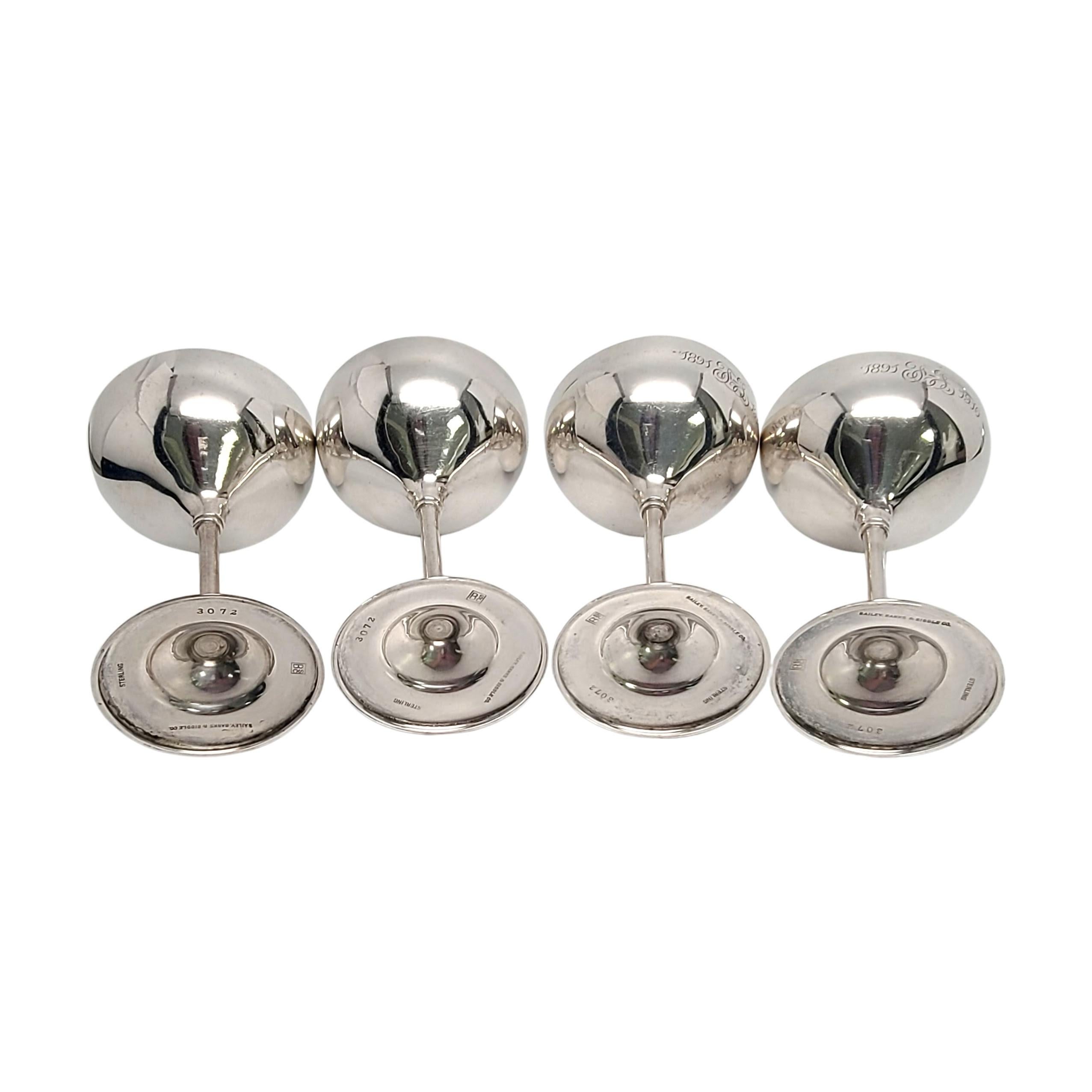 Women's or Men's Set of 4 Barbour Silver Co Champagne/Cocktail Goblet with Engraving For Sale