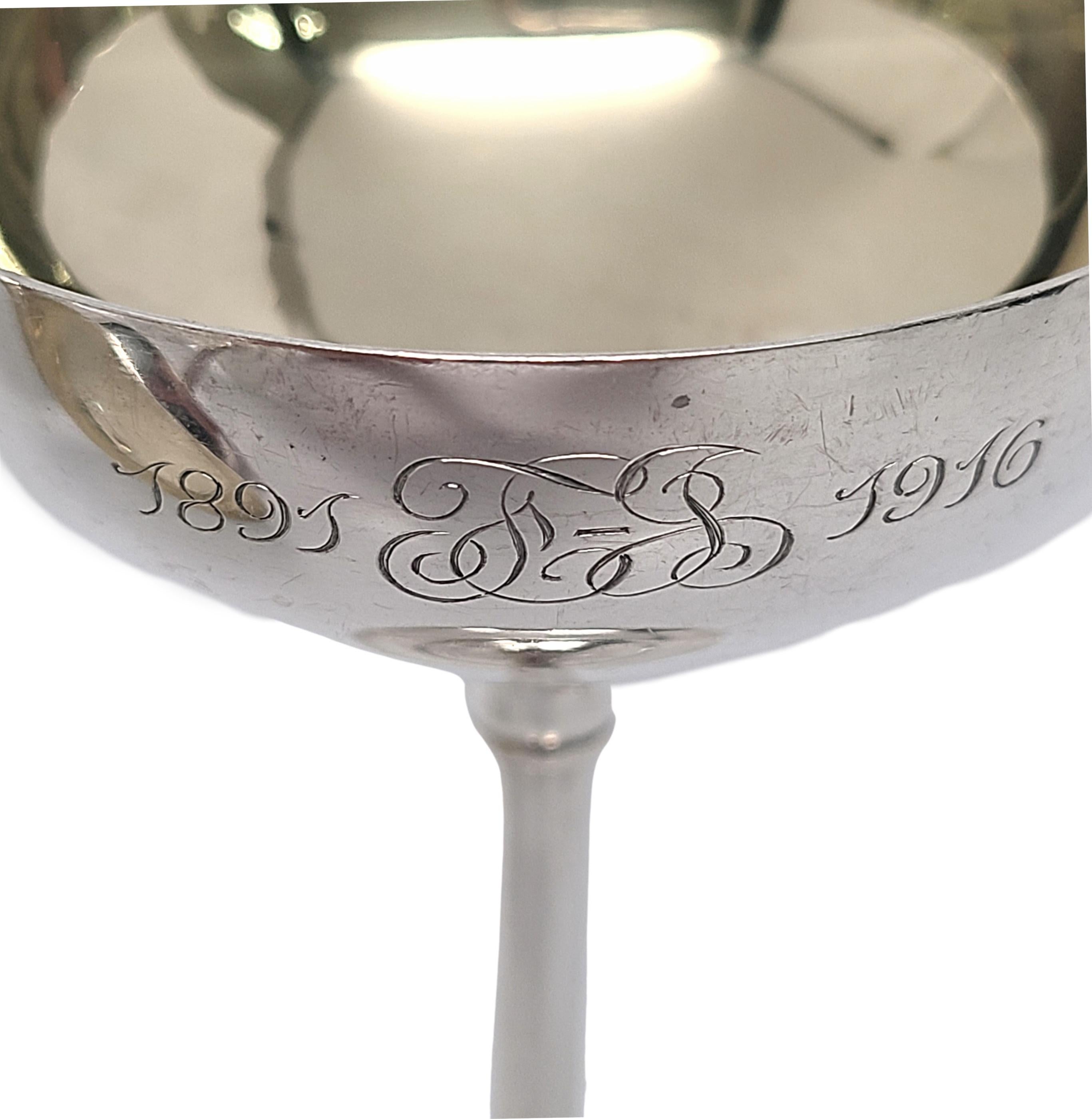 Set of 4 Barbour Silver Co Champagne/Cocktail Goblet with Engraving For Sale 1