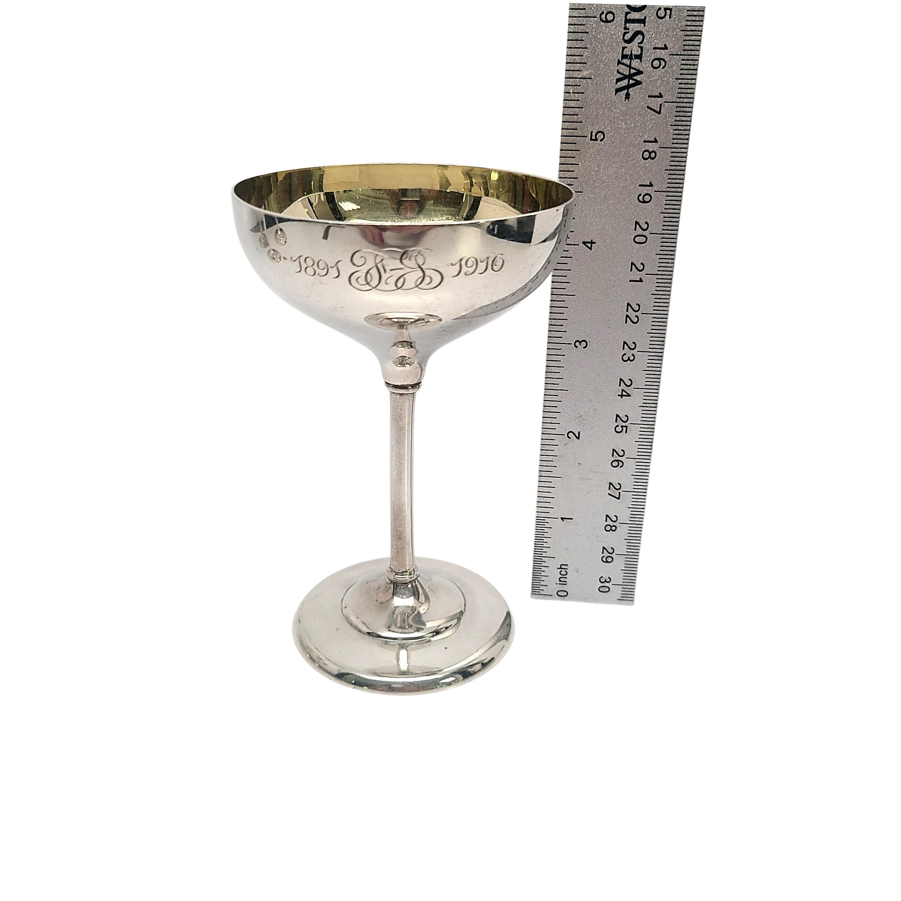 Set of 4 Barbour Silver Co Champagne/Cocktail Goblet with Engraving For Sale 3