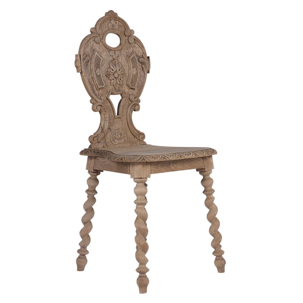 Satz von vier Barock-Beistellstühlen aus Eichenholz aus dem 19. Jahrhundert – raffinierte Handwerkskunst (Gebleicht) im Angebot