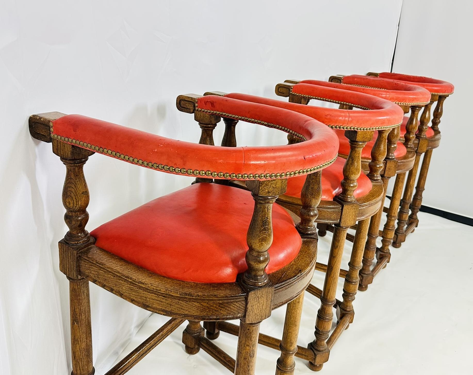 Set of 4 Barstools With Leather Upholstery by Minton-Spidell 5