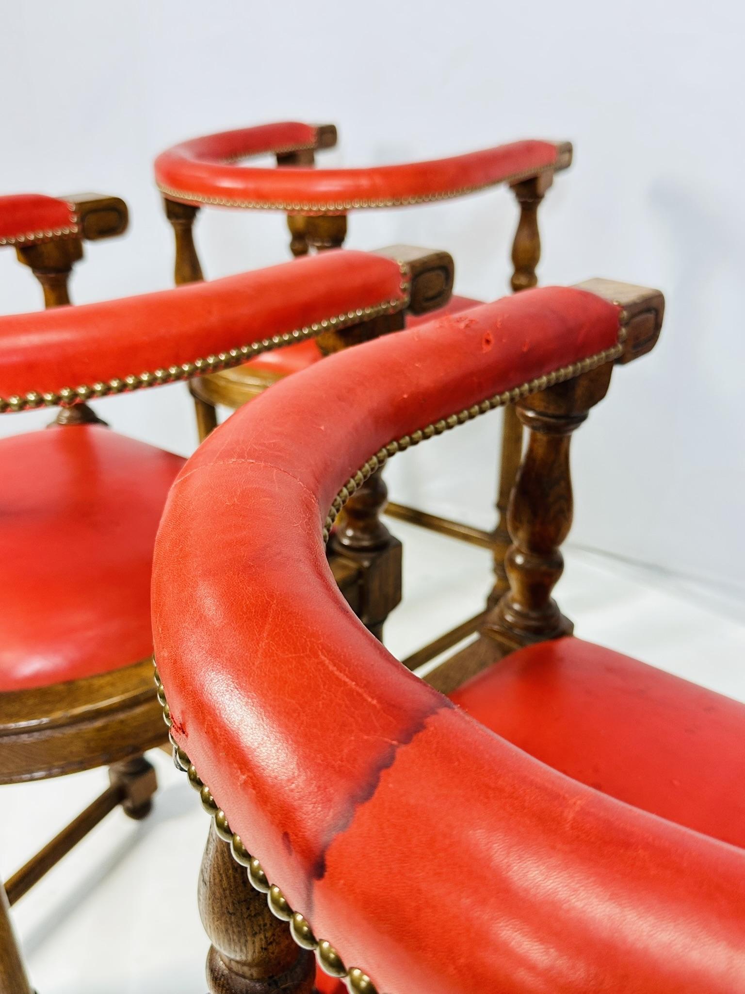 Set of 4 Barstools With Leather Upholstery by Minton-Spidell 8
