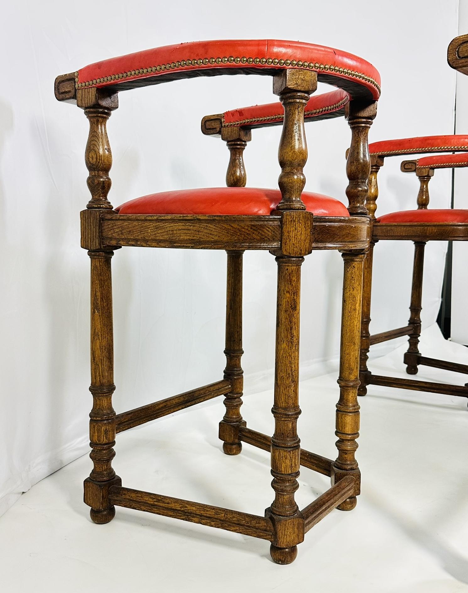 Set of 4 Barstools With Leather Upholstery by Minton-Spidell 9