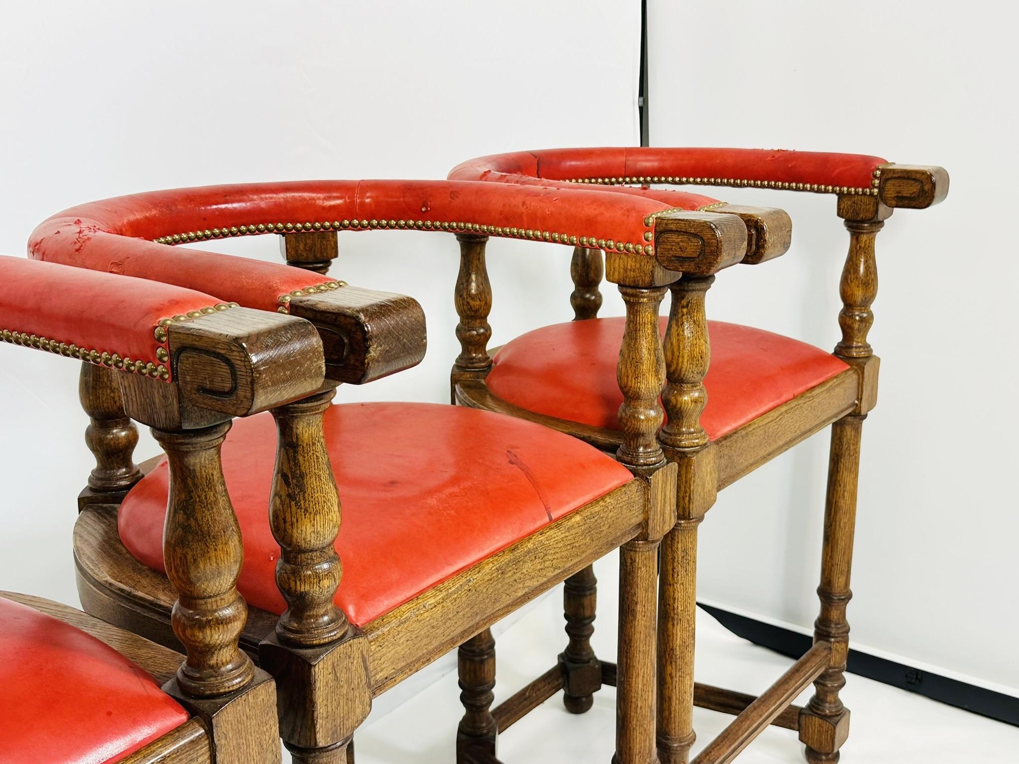 Set of 4 Barstools With Leather Upholstery by Minton-Spidell 13
