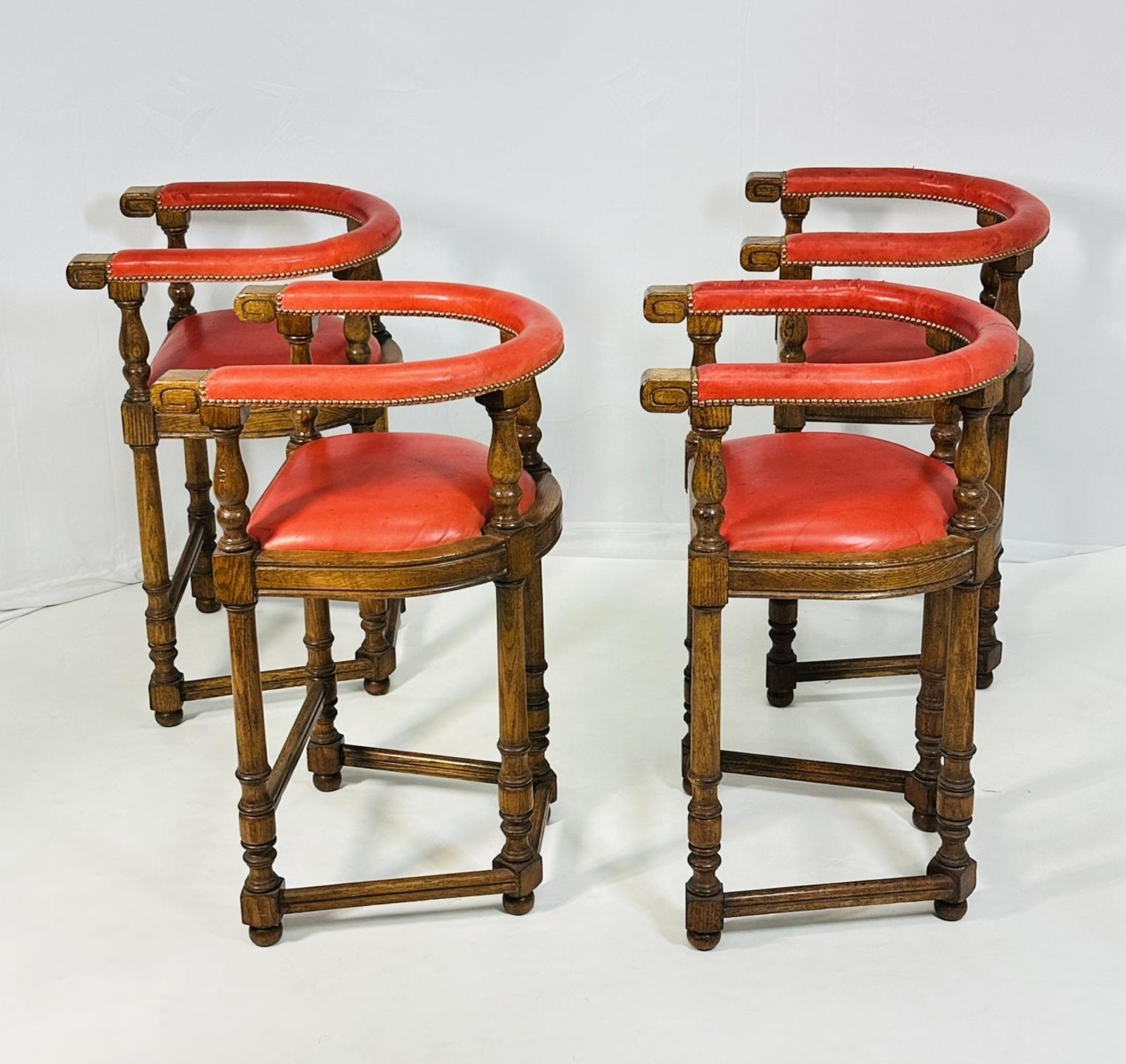 Contemporary Set of 4 Barstools With Leather Upholstery by Minton-Spidell