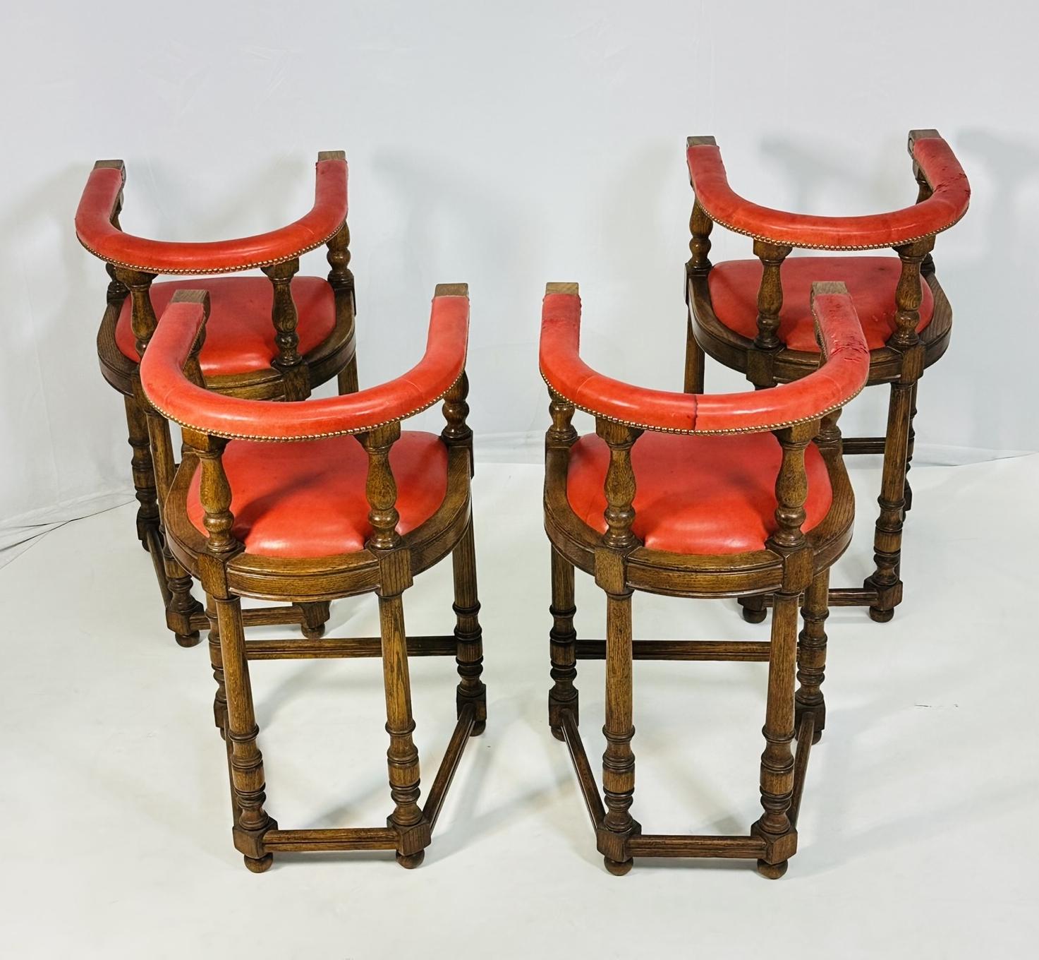 Set of 4 Barstools With Leather Upholstery by Minton-Spidell 1