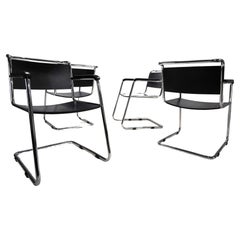Juego de 4 sillas de comedor voladizas Bauhaus, 1980